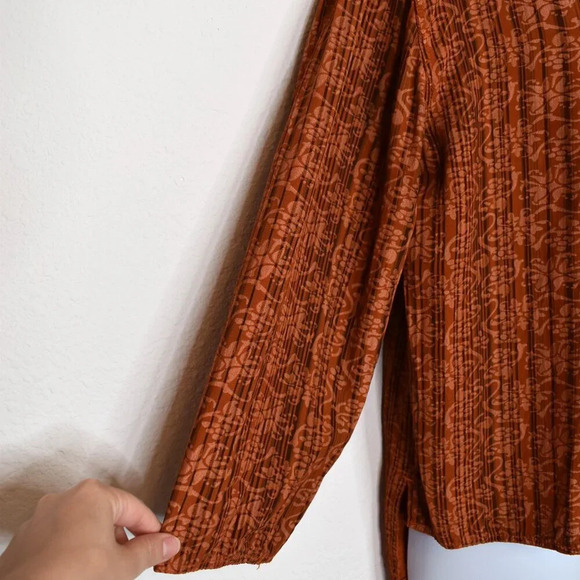 UNO Danmark Floral Blouse Button Down Sz O/S Drawstring Back Boho Cottagecore - Picture 5 of 16